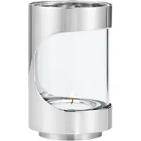 Georg Jensen Chrome Theelichthoudertje 12 Cm - Kaarshouders Glas Roestvrij staal - 10020460