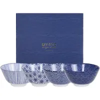 Tokyo Design Studio Nippon Kommen 4 Stuks 30 Cl - Serveerkommen Porselein Blue - 16040
