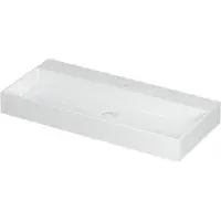 Ink Wastafel united porselein met 1 kraangat incl. Porseleinen click plug en verborgen overloop systeem 100 cmx45 cmx11 cm glans wit 0206071