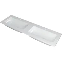Ink wastafel faktor polystone dubbel met 2 kraangaten 160 cmx45 cmx1,5 cm glans wit 3407042