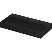 Ink Wastafel united porselein zonder kraangat incl. Porseleinen click plug en verborgen overloop systeem 90 cmx45 cmx11 cm mat zwart 0206044