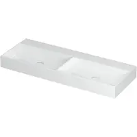 Ink Wastafel United Porselein dubbel zonder kraangat incl. porseleinen click plug en verborgen overloop systeem 120 cm x 45 cm x 11 cm Glans wit 0206121