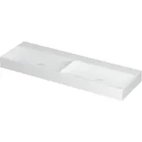 Ink Wastafel United Porselein dubbel zonder kraangat incl. porseleinen click plug en verborgen overloop systeem 140 cm x 45 cm x 11 cm Glans wit 0206141