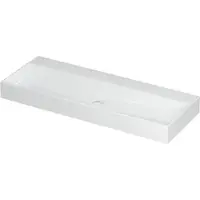 Ink Wastafel united porselein zonder kraangat incl. Porseleinen click plug en verborgen overloop systeem 120 cmx45 cmx11 cm glans wit 0206091