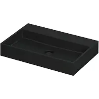 Ink Wastafel United Porselein zonder kraangat incl. porseleinen click plug en verborgen overloop systeem 70 cm x 45 cm x 11 cm Mat zwart 0206024