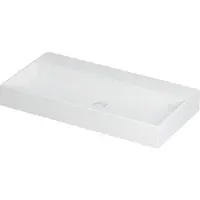 Ink Wastafel United Porselein zonder kraangat incl. porseleinen click plug en verborgen overloop systeem 90 cm x 45 cm x 11 cm Mat wit 0206042