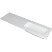 Ink Wastafel Faktor polystone rechts zonder kraangat 160 cm x 45 cm x 1,5 cm Glans wit 3407047