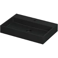 Ink Wastafel United Porselein met 1 kraangat incl. porseleinen click plug en verborgen overloop systeem 70 cm x 45 cm x 11 cm Mat zwart 0206034