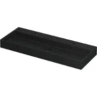 Ink Wastafel United Porselein met 2 kraangaten incl. porseleinen click plug en verborgen overloop systeem 120 cm x 45 cm x 11 cm Mat zwart 0206114