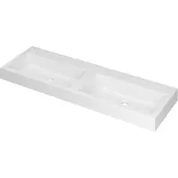Ink wastafel momento polystone dubbel zonder kraangat 140 cmx45 cmx9 cm mat wit 3421350