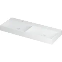 Ink Wastafel United Porselein dubbel met 2 kraangaten incl. porseleinen click plug en verborgen overloop systeem 120 cm x 45 cm x 11 cm Mat wit 0206132