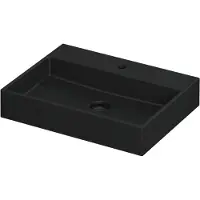 Ink Wastafel united porselein met 1 kraangat incl. Porseleinen click plug en verborgen overloop systeem 60 cmx45 cmx11 cm mat zwart 0206014