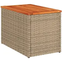 vidaXL Tuinbijzettafels 2 st 55x34x37 cm poly rattan en hout beige