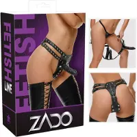 Zado - Leren String met 3 Dildo's
