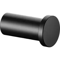 Keuco Handdoekhaak van metaal, zwart mat gepoedercoat, rond, voor badkamer en gastentoilet, wandhaken voor handdoeken en badjassen, Plan Black Selection