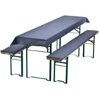 NYVI Bierbankkussens Set 240x90 cm Grijs - 1x Tafellaken voor 220x70 cm tafels & 2x Gevoerde kussens voor 220x25 cm banken