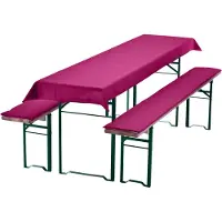 NYVI Bierbankkussens Set 240x70 cm Berry - 1x Tafellaken voor 220x50 cm tafels & 2x Gevoerde kussens voor 220x25 cm banken
