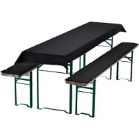 NYVI Bierbankkussens Set 240x90 cm Zwart - 1x Tafellaken voor 220x70 cm tafels & 2x Gevoerde kussens voor 220x25 cm banken