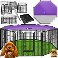 LOVPET Puppyren hondenren met deur en weerbestendige Kooi Puppy Ren voor huisdieren, honden, kat, puppy, konijn, cavia Puppykennel hondenbench - XXL (met canvas hoes)