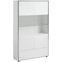 Ebuy24 Kenan vitrinekast 2 deuren, 1 lade wit hoogglans gelakt.