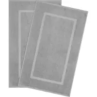 OEM badmattenset (2 stuks), 100% katoenen douchemat voor de badkamer, absorberende wasbare badmatten 51x86 cm, grote badmatten, lichtgrijs