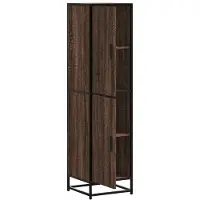 vidaXL Hoge kast 35,5x35x139 cm bewerkt hout en metaal bruin eiken