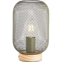 Brilliant Groene tafellamp Giada met hout