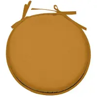 Stof Textile Home stoelkussens - okergeel - D40 x H3 cm - voor binnen - touwtjes sluiting - zitkussens plat - rond