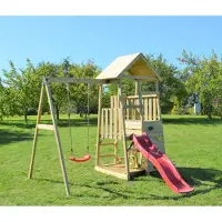 Wendi Toys Houten speeltoren gorilla | met glijbaan, klimwand, schommel en tafel
