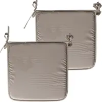 Stof Textile Home stoelkussens - 2x - grijs - 38 x 38 x 3 cm - voor binnen - touwtjes sluiting - zitkussens plat - vierkant
