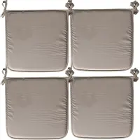 Stof Textile Home stoelkussens - 4x - grijs - 38 x 38 x 3 cm - voor binnen - touwtjes sluiting - zitkussens plat - vierkant