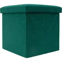 Intirilife Opvouwbaar krukje 38 x 38 x 38 cm in GROEN - Zitkubus met opbergruimte en deksel van stof in koordlook - Zitkubus voetensteun opbergkist zitbank