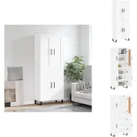 vidaXL Hoge Kast - Hoge Kasten - Dressoir - Buffetkast - Hoge kast 69,5x34x180 cm bewerkt hout wit