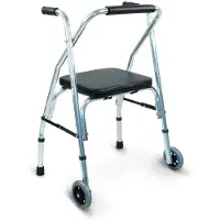 Mobiclinic Compostela - Looprek - Rollator - Looprek met wielen - Lichtgewicht en Inklapbaar - Verstelbaar - 2 wielen - Aluminium - Gewatteerde zitting