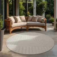 Muratap Berlin outdoor japandi rond - vloerkleed binnen en buiten laagpolig tapijt tuin- 150 cm rond