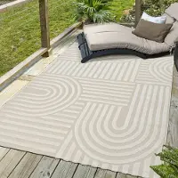 Muratap Berlin outdoor japandi - vloerkleed binnen en buiten laagpolig tapijt tuin- 60x110 cm