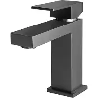 BES LED Wastafelkraan - Wastafelmengkraan - Leoni Crinty - Opbouw - Vierkant - PVD - Gunmetal Grijs
