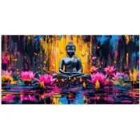 PosterMonkey Poster 160x80 cm - Buddha - Bloemen - Kaarsen - Geel - Posters - Kamer decoratie - Wanddecoratie woonkamer - Muurdecoratie slaapkamer