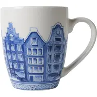 Heinen Delfts Blauw Mok Grachtenpanden - Keramiek