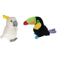 Cornelissen Set van 2 tropische vogel knuffels - Vogel knuffels - Speelgoed voor kinderen