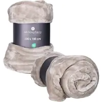 Atmosphera Plaid deken - 2x - lichtgrijs - polyester - 130 x 180 cm - Bankdeken - Fleece plaid