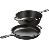 Lodge Gietijzeren Pan 24 cm Diep met Deksel - Combo