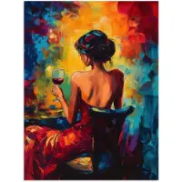 PosterMonkey Poster 60x80 cm - Wijn - Vrouw - Sfeervol - Kleurrijk - Posters - Kamer decoratie - Wanddecoratie woonkamer - Muurdecoratie slaapkamer