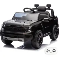 Vrooomy Ford Raptor 12V Elektrische Kinderauto 1 tot 5 jaar – Officieel Gelicentieerde Pick-up met Lithium Accu & Afstandsbediening – Luxe Kindervoertuig met Lederen Zitje, Bluetooth & Schokdempers – Zwart