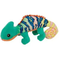 Nature Planet Knuffeldier Kameleon - zachte pluche stof - veel details - multi kleuren - 13 cm - Cadeau - Kinderen