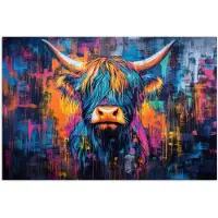 PosterMonkey Poster 30x20 cm - Schotse Hooglander - Abstract - Kleurrijk - Posters - Kamer decoratie - Wanddecoratie woonkamer - Muurdecoratie slaapkamer
