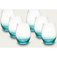 Arca ICE - glazen drinkglazen 560ml - Set van 6 glazen - subtiel lichtblauw kleurverloop - gecraqueleerd onderaan