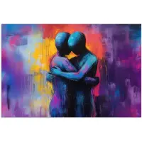 PosterMonkey Poster 180x120 cm - Omarmen - Lichamen - Paars - Posters - Kamer decoratie - Wanddecoratie woonkamer - Muurdecoratie slaapkamer XXL