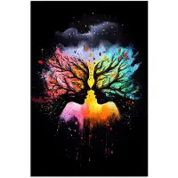 PosterMonkey Poster 80x120 cm - Gezichten - Silhouetten - Kleurrijk - Takken - Posters - Kamer decoratie - Wanddecoratie woonkamer - Muurdecoratie slaapkamer