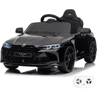 Vrooomy BMW M4 Competition - Elektrische Kinderauto 12V - 1 tot 5 jaar - Zwart